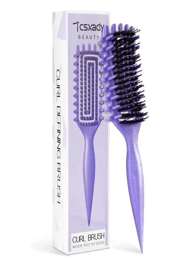 Tcsxady Curly Hair Brush,Curl Defining Brush for Effortlessly Defined Curls & Waves,Vented Hair Brush for Wet & Dry Hair,Women and Men,Reduces Frizz (Purple) - Image 1